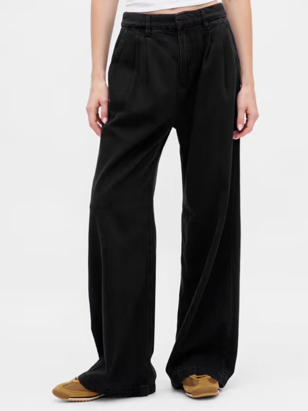 GAP - NWT - 365 High Rise Ultrasoft Pleated Denim Trousers - Womens - Black - 12
